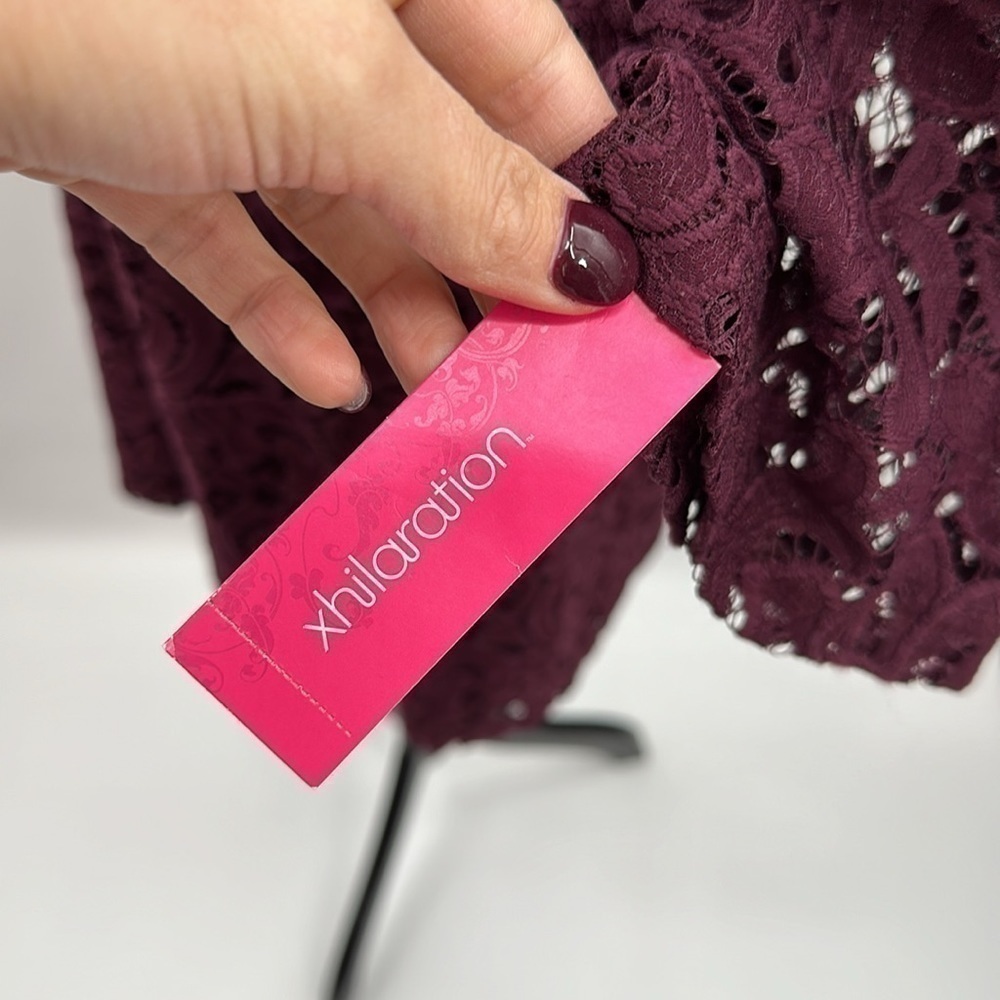 NWT Xhileration maroon lace a-line mini dress size small - Picture 5 of 9